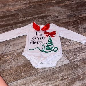 “my first christmas” 12mo girl long sleeve onesie